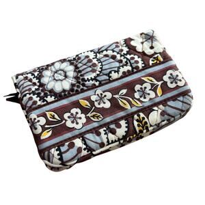 Vera Bradley coin purse wallet bifold kisslock quilted cotton brown gray paisley
